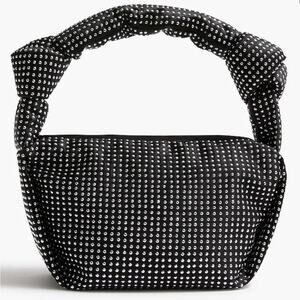 J Crew Black satin bag with silver hobnobs Dotted knot handle Handbag NWT edgy